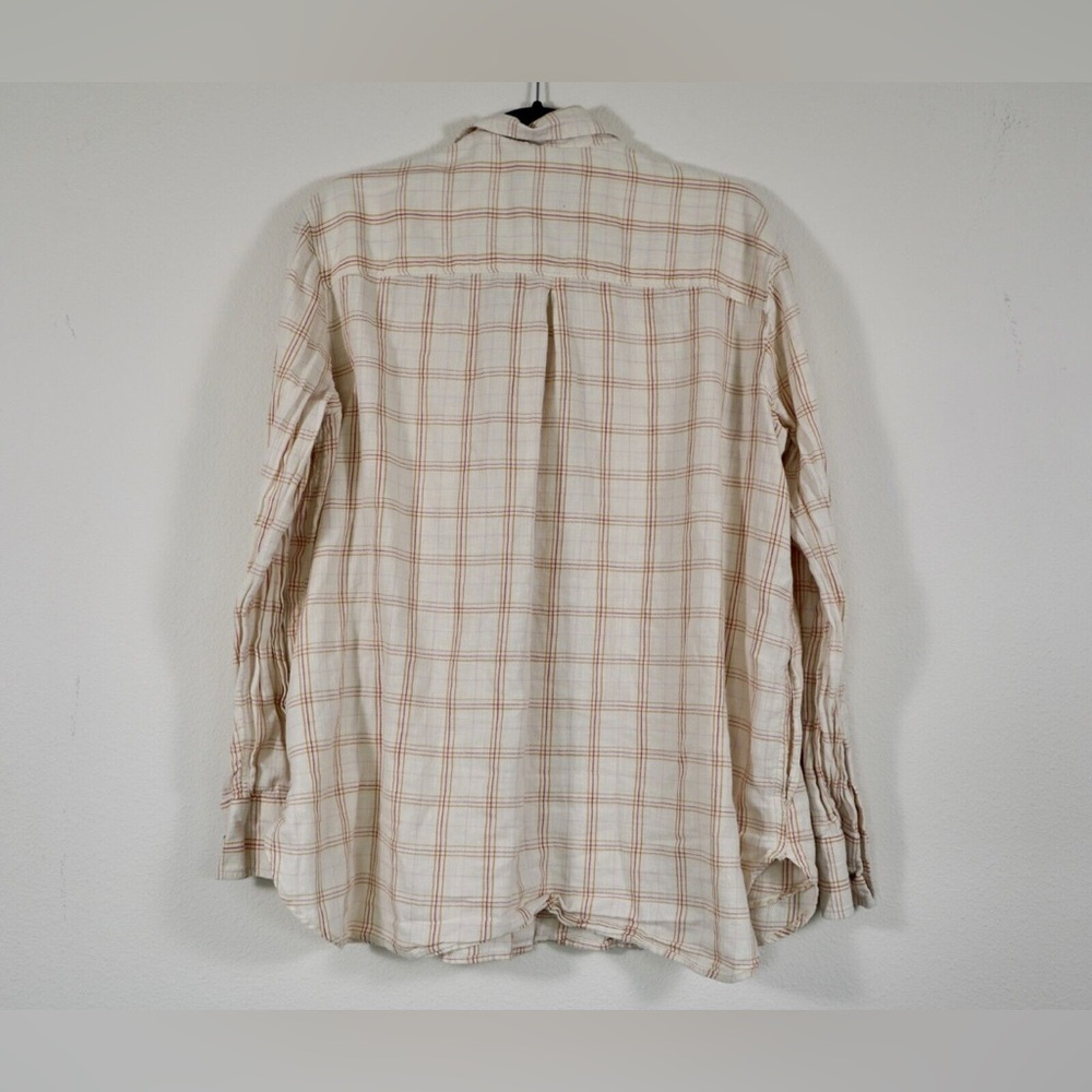 Carhartt Loose Fit Button Shirt Womens XL Cream Plaid Front Pockets Super Soft - Picture 4 of 5